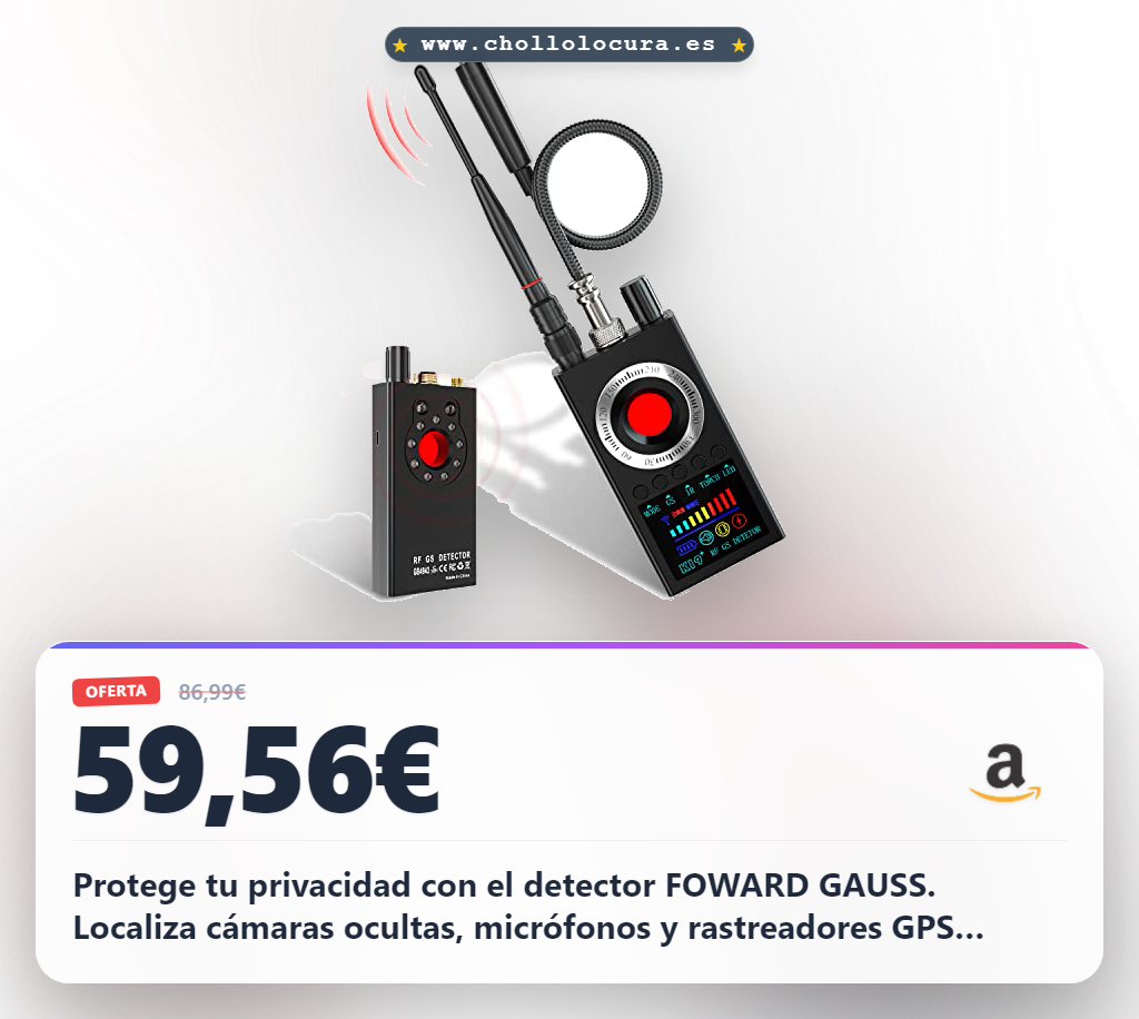 Consigue este Detector Antiespía FOWARD GAUSS: Escáner portátil de cámaras ocultas y localizador GPS al mejor precio.