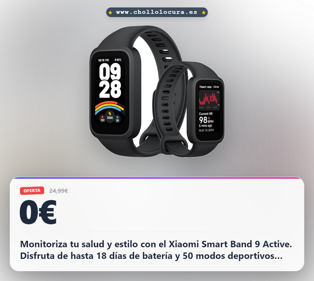Aprovecha el Xiaomi Smart Band 9 Active con pantalla TFT y 18 días de batería en oferta exclusiva