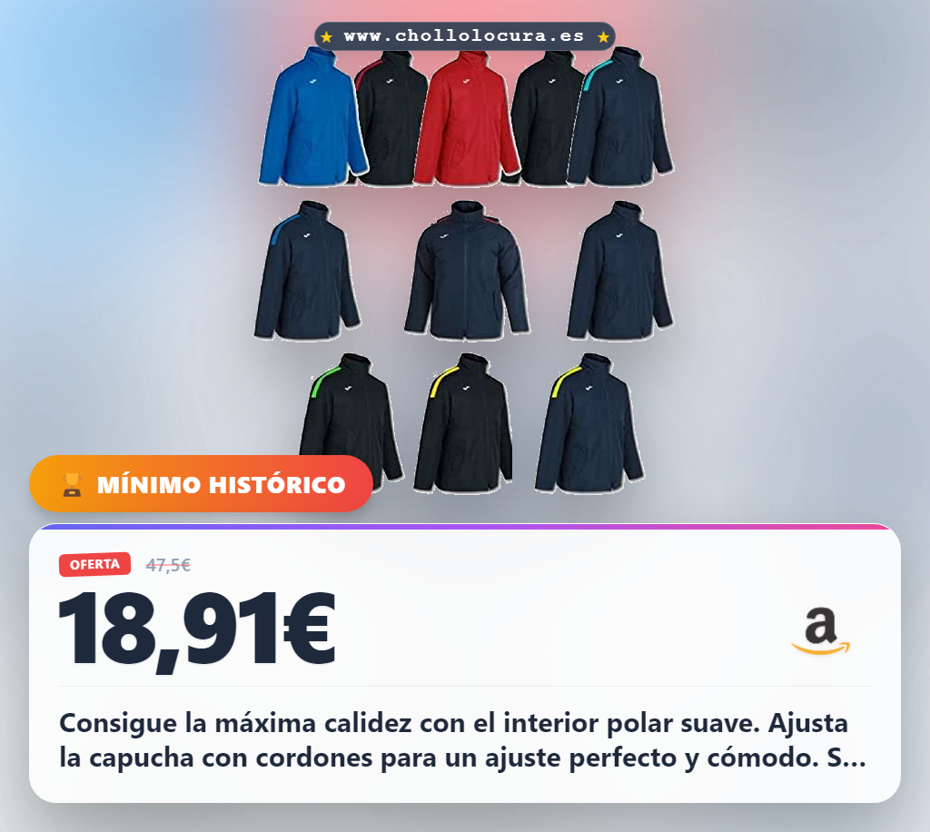 Aprovecha este anorak Joma unisex rojo XL con forro polar y capucha ajustable a precio de chollo