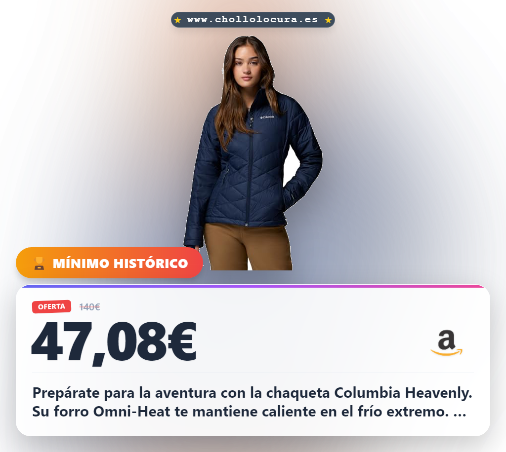 Aprovecha la chaqueta Columbia Heavenly Omni-Heat para aventuras al mejor precio de invierno