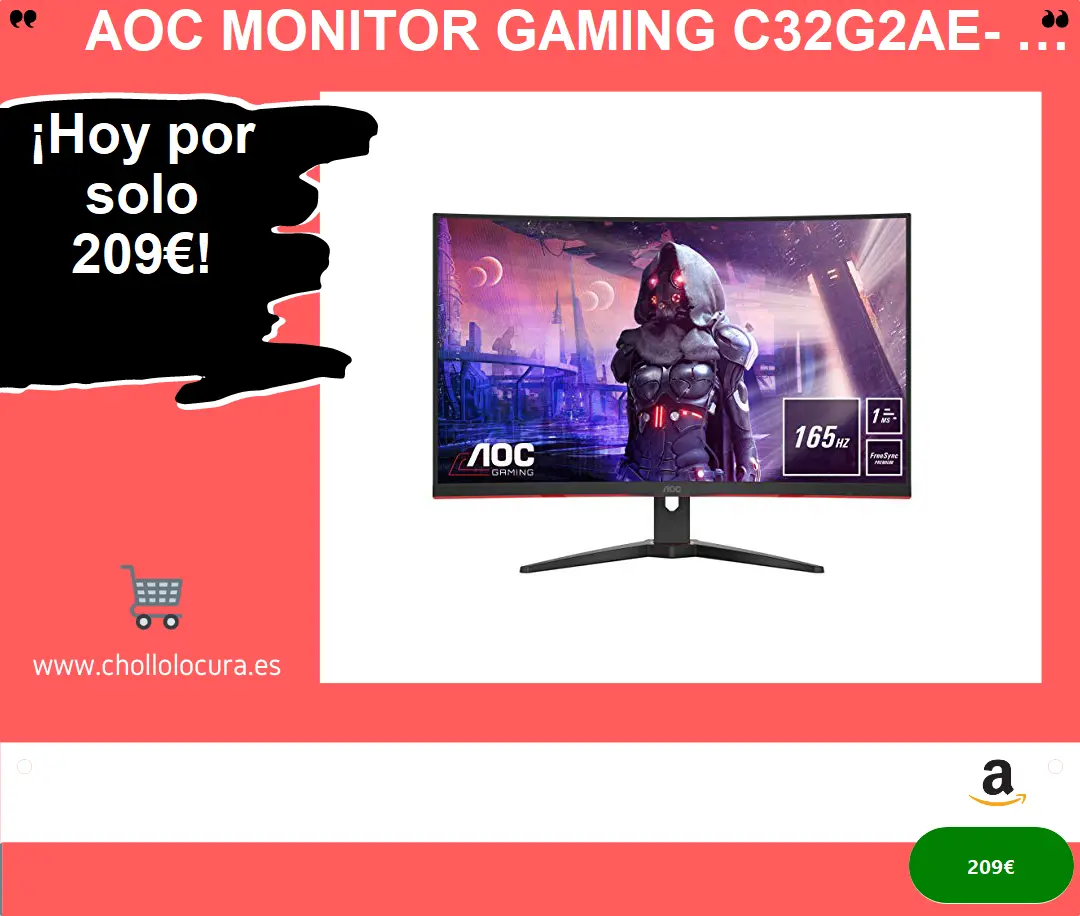 ¡Descubre el Monitor de Juegos AOC C32G2AE con Pantalla Curva Full HD 1500R!