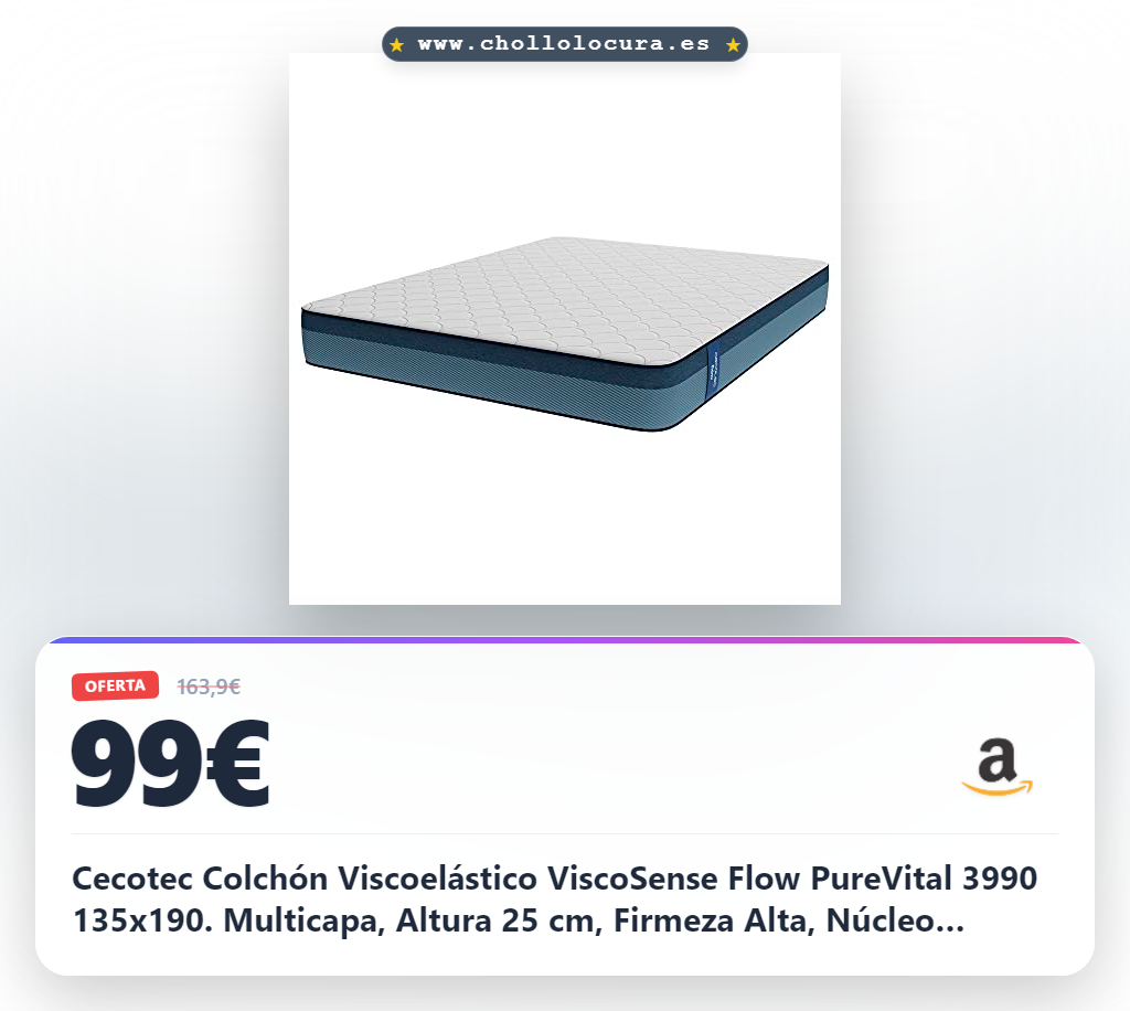 Aprovecha este colchón ViscoSense Flow PureVital 3990 con núcleo FoamVital y doble sistema para el mejor descanso