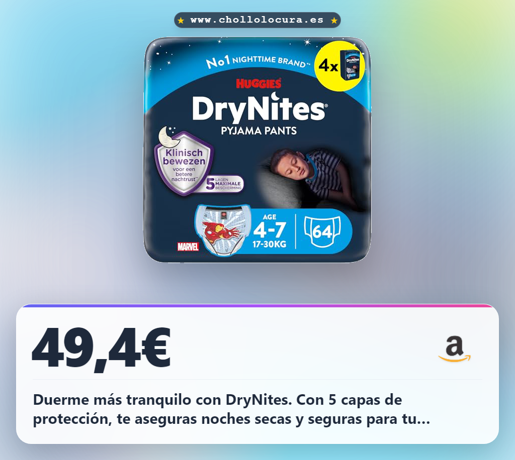Aprovecha DryNites 5 capas de protección para dormir mejor y reducir accidentes nocturnos al máximo precio