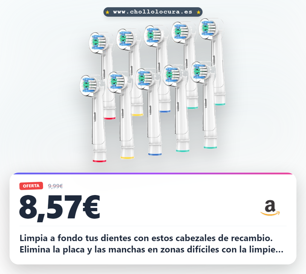 Consigue 10 cabezales de recambio Oral B Braun para limpieza profunda. Cerdas suaves y alta compatibilidad al mejor precio.