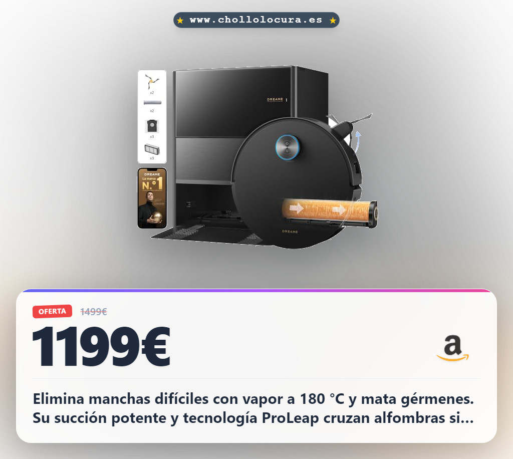 Logra una limpieza profunda con el robot Dreame Aqua20 Pro Ultra Roller X con vapor y succión potente a precio de chollo