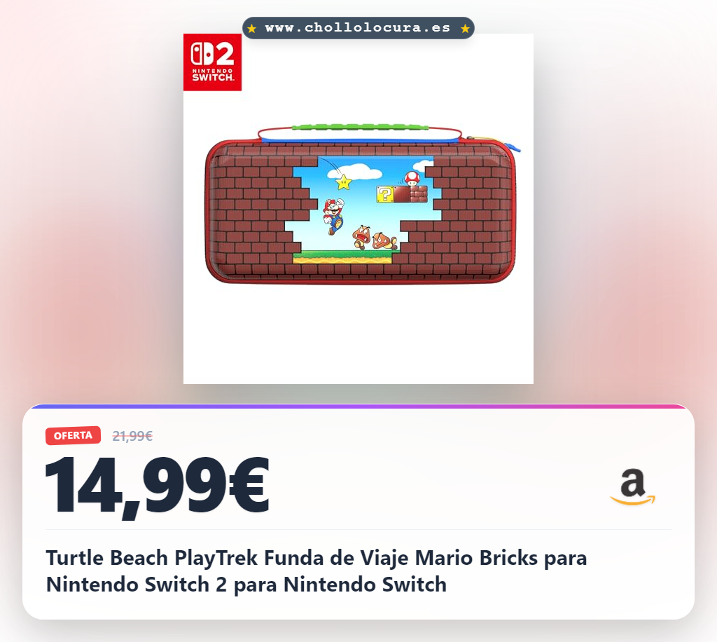 Aprovecha la funda de viaje Mario Bricks para Nintendo Switch 2 con licencia oficial y protección total