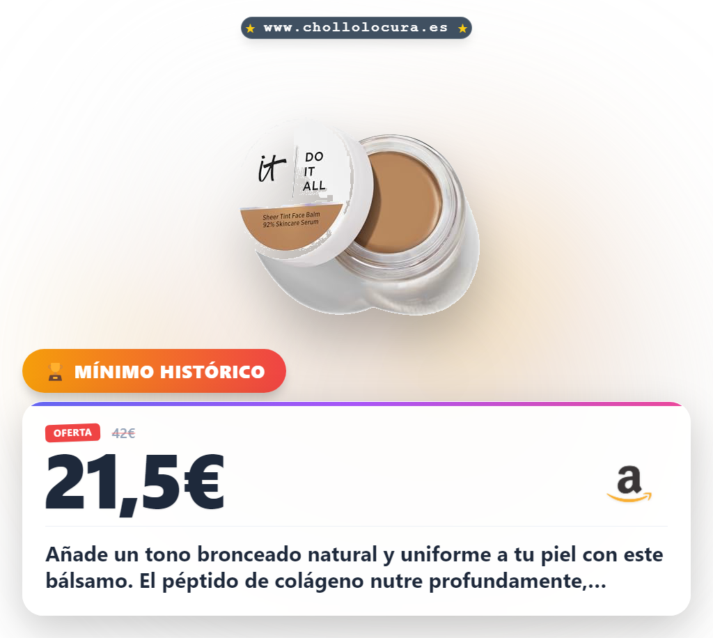 Aprovecha el bálsamo facial IT Cosmetics con péptido de colágeno y color neutral en oferta histórica