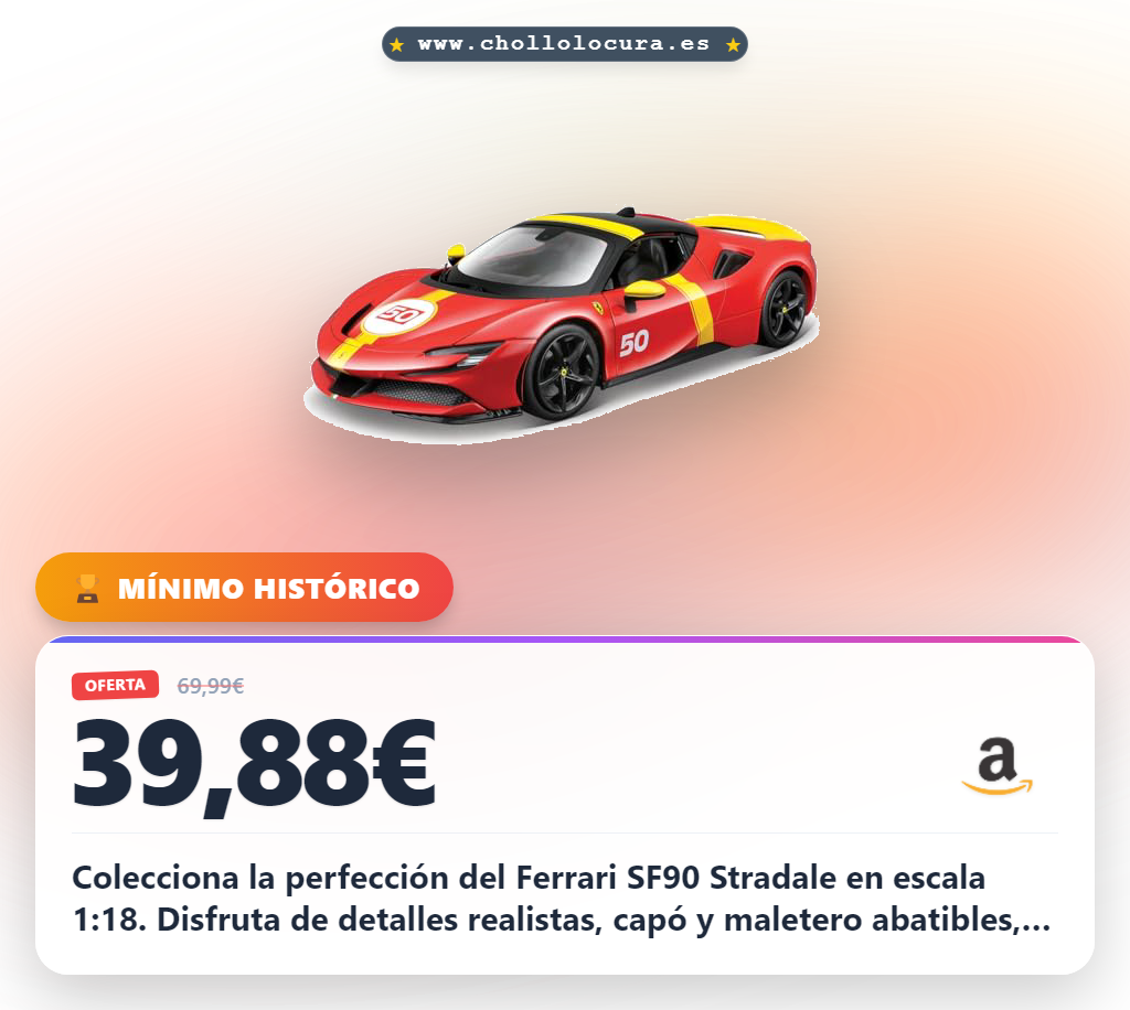 Adquiere la réplica Diecast Ferrari SF90 Stradale Le Mans 1:18 con capó y maletero abatibles al mejor precio