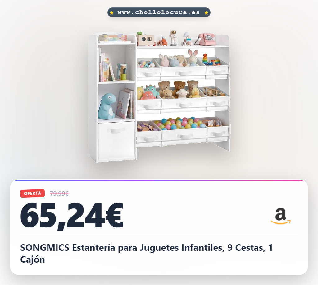SONGMICS Estantería para Juguetes Infantiles, 9 Cestas, 1 Cajón