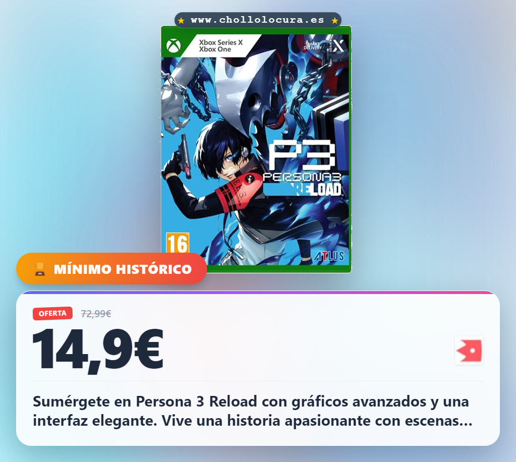 Encuentra Persona 3 Reload para Xbox Series con gráficos avanzados y escenas inéditas a precio de chollo