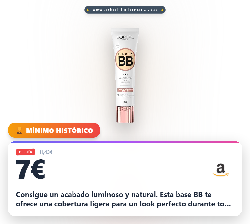 Aprovecha la base Paradise WULT BB 02 CLAIR de L'Oreal Paris en oferta histórica al mejor precio