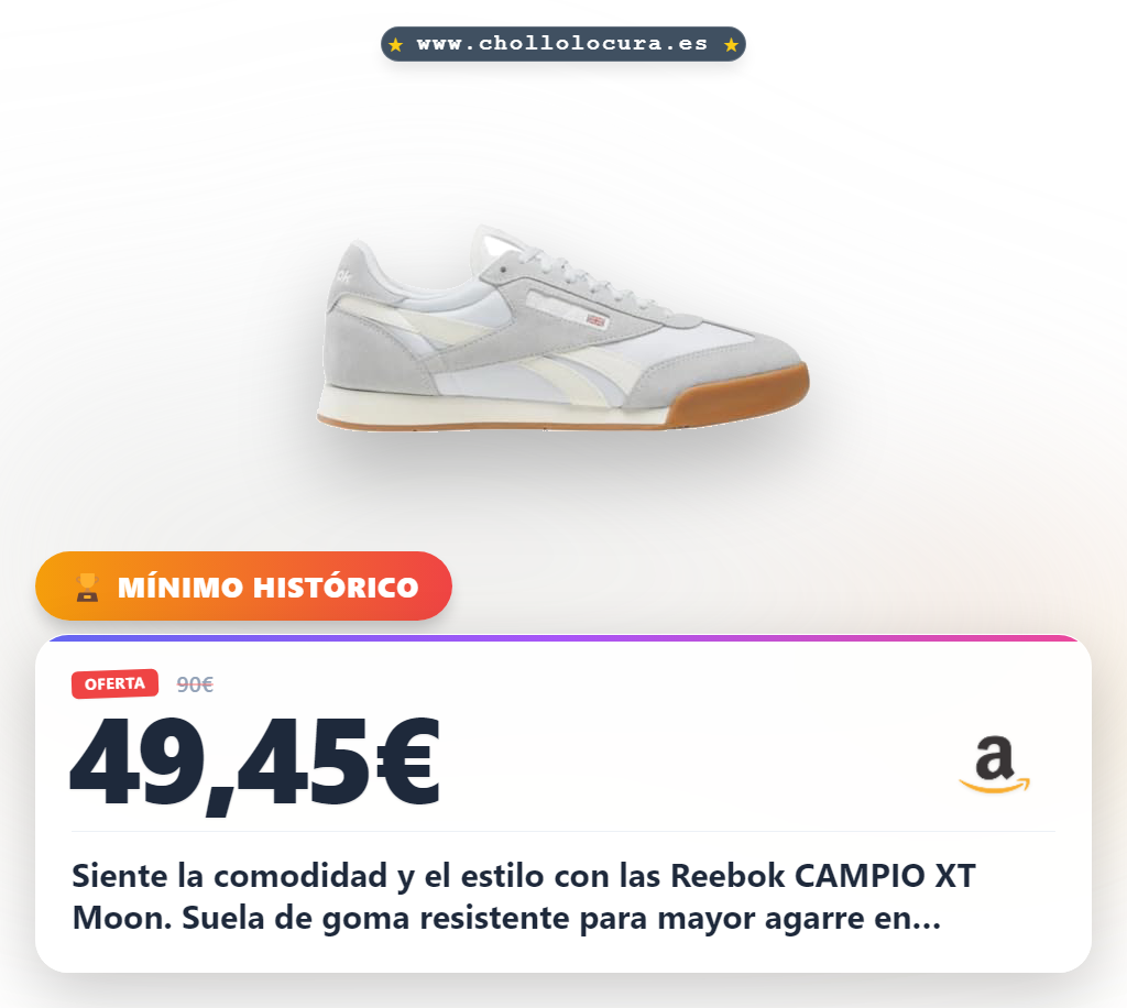 Consigue zapatillas Reebok CAMPIO XT Moon/Moon/Chalk con suela de caucho resistente al desgaste