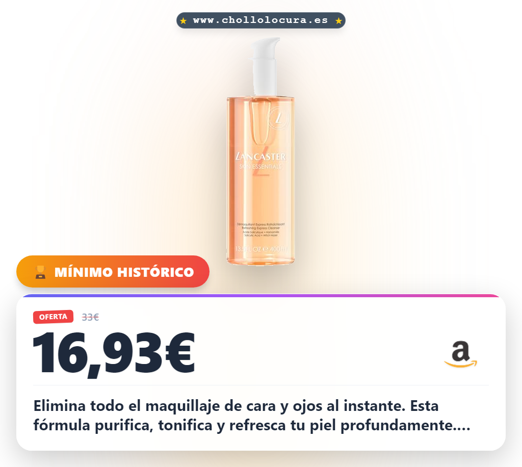 Aprovecha el limpiador LANCASTER Express para eliminar maquillaje de ojos y cara y purificar tu piel al mejor precio