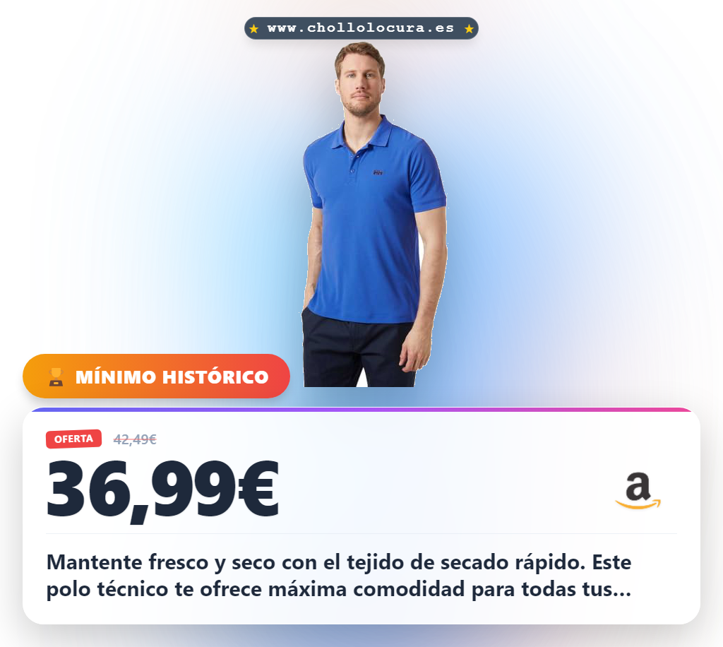 Consigue el polo Helly Hansen Driftline Cobalt 2.0 con tecnología secado rápido y protección UPF 50+ al mejor precio