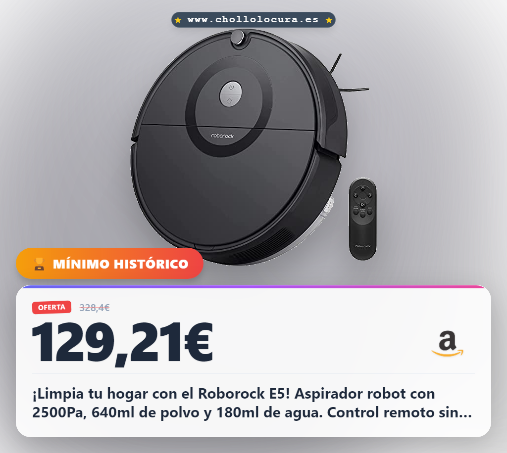 ¡Roborrock E5: Limpieza inteligente con 2500Pa y mopa extraíble! 🧼