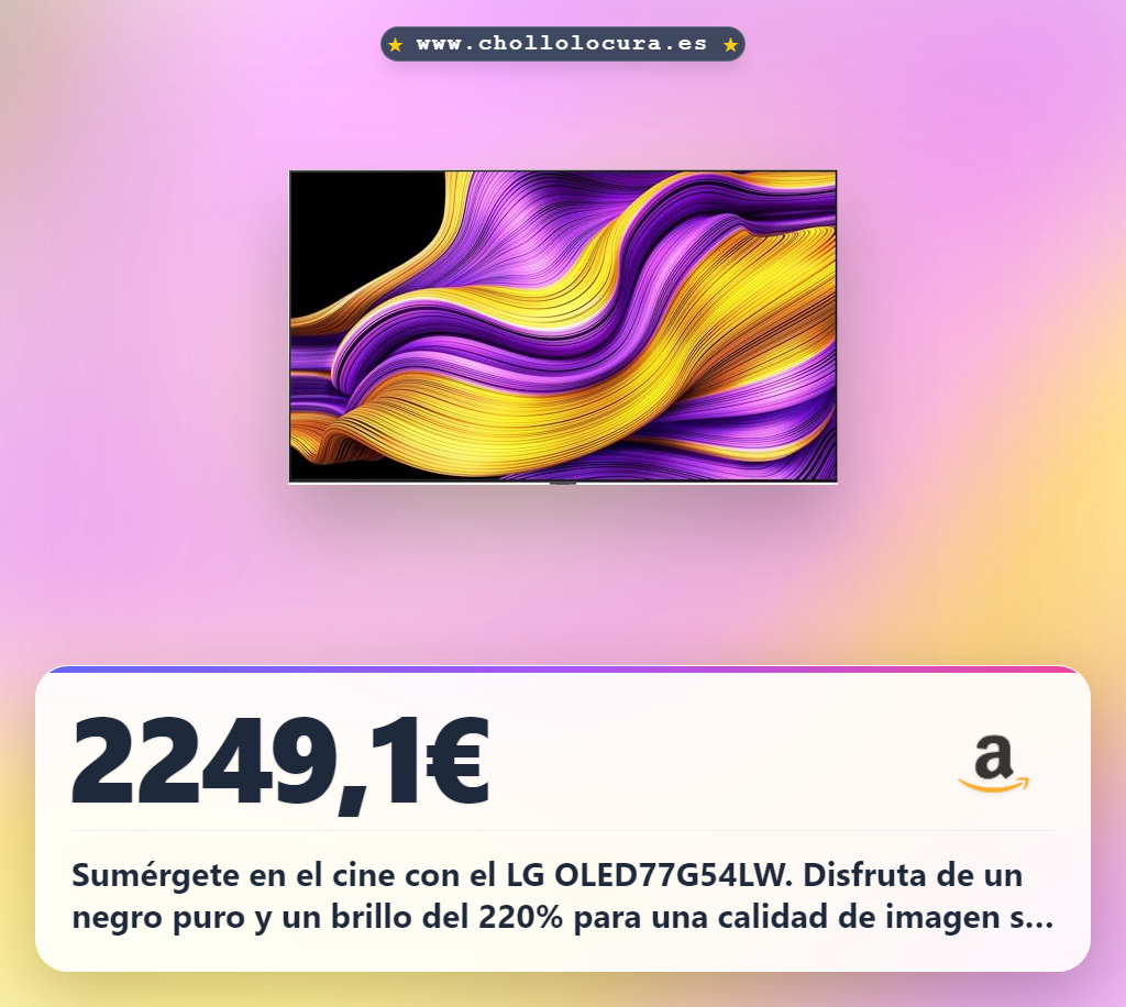 Aprovecha este Smart TV LG OLED77G54LW 4K con brillo 220% y tecnología AI para una experiencia de cine al mejor precio