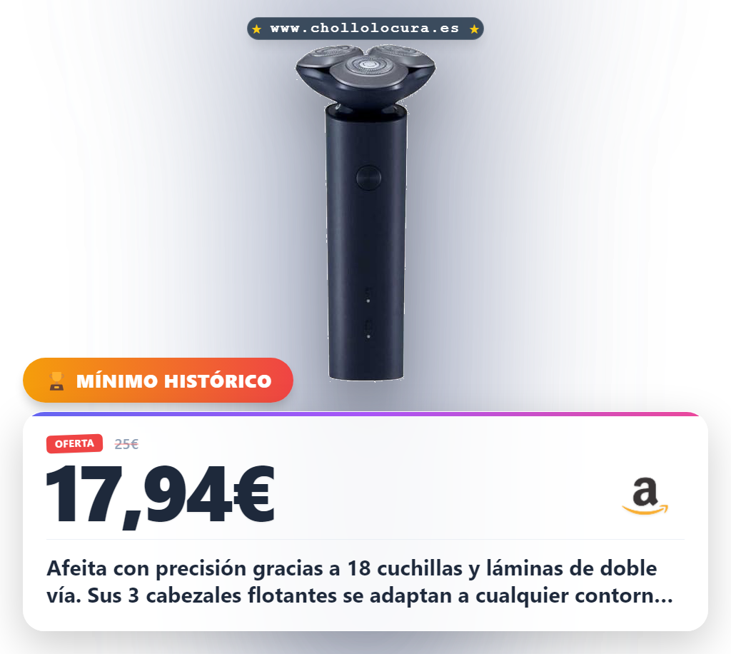 Aprovecha la afeitadora eléctrica Xiaomi S101 con 18 cuchillas y 3 cabezales flotantes. Control inteligente y resistente al agua IPX7.