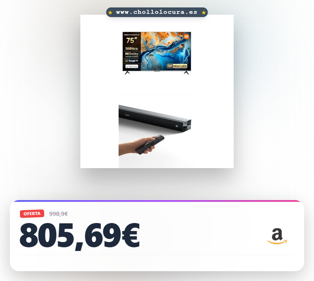Aprovecho la TV Xiaomi Mini LED 65 pulgadas con sonido Dolby Audio y barra Pro 2.0 en oferta