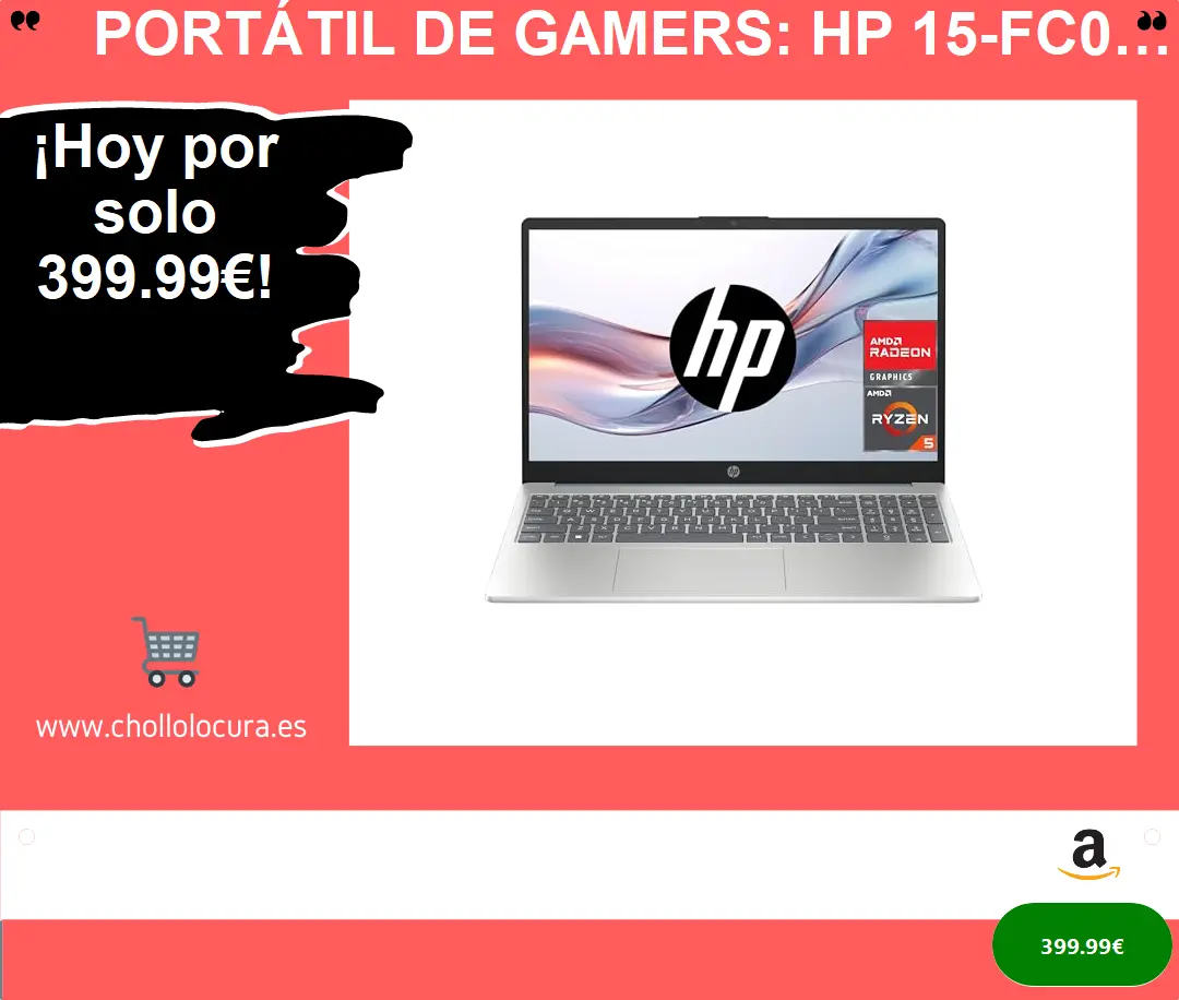 Portátil de Gamers: HP 15-fc0147ns con Ryzen 5, 16 GB RAM y SSD de 1TB