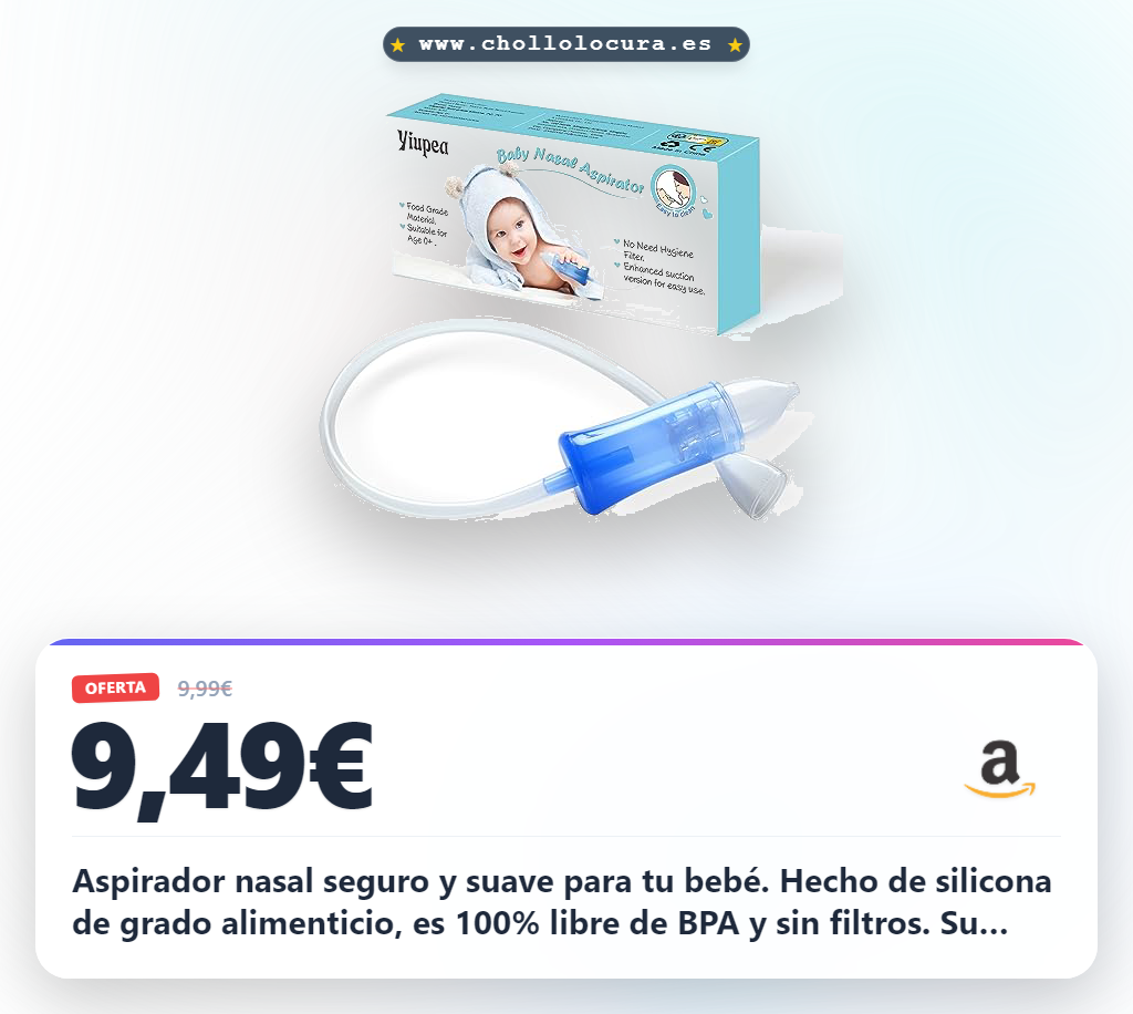 Aprovecha el aspirador nasal reutilizable para bebé sin filtros. Succión reforzada y fácil limpieza. Consigue el tuyo al mejor precio.