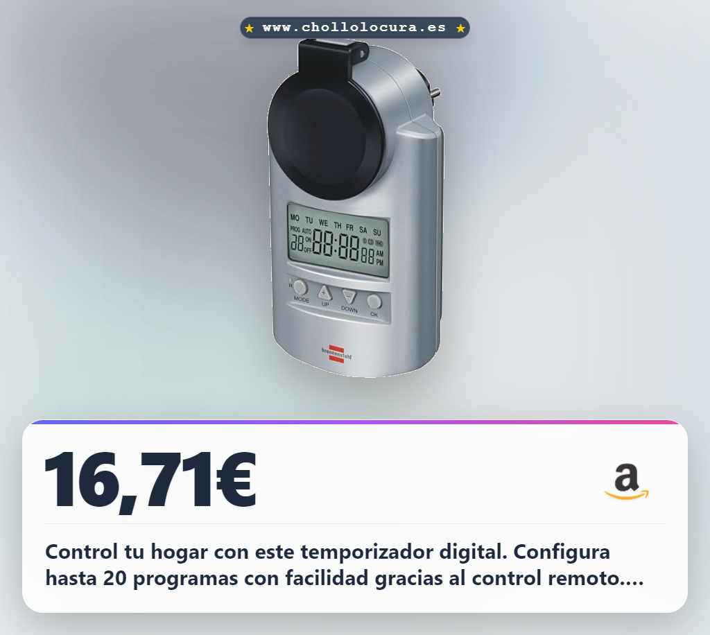 Llévate el pack de 2 temporizadores digitales Brennenstuhl IP44 con programación y cuenta atrás a precio de chollo.