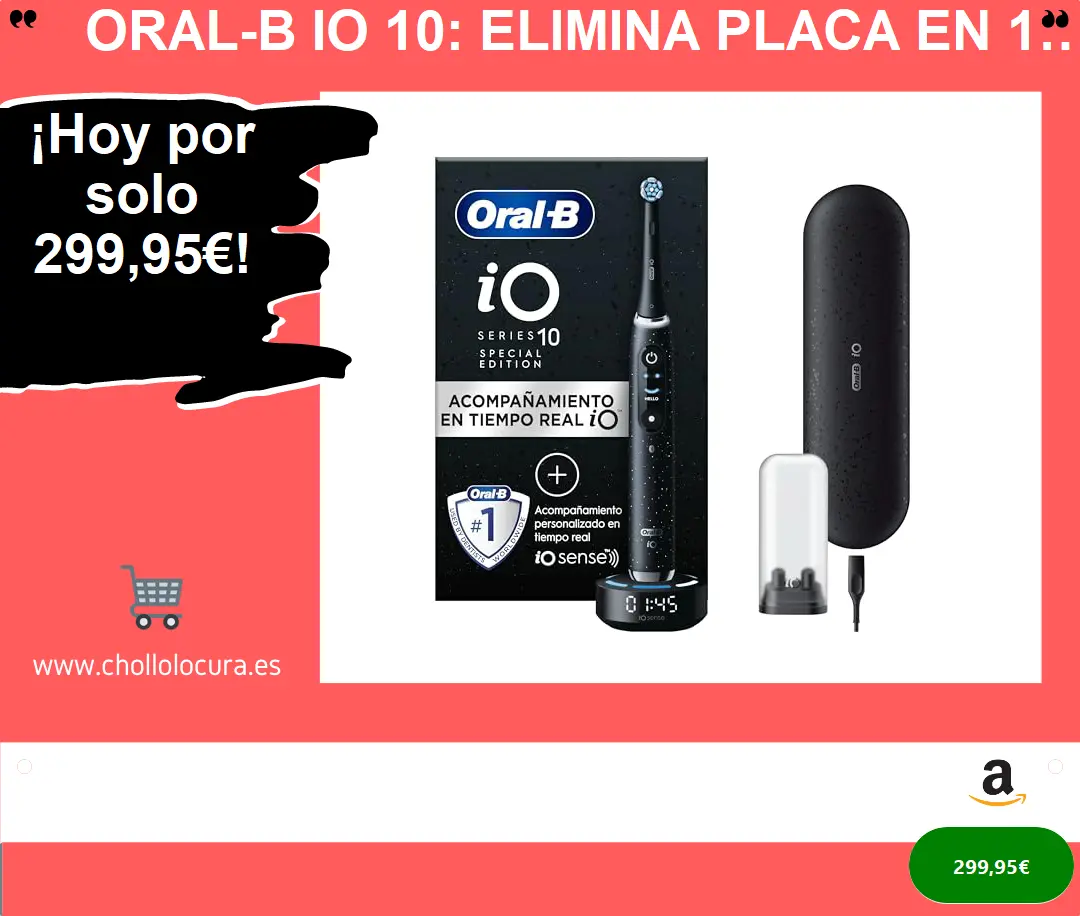 Oral-B iO 10: Elimina placa en 1 semana + Dientes blancos | Cepillo eléctrico con iO Sense y 3H Fast