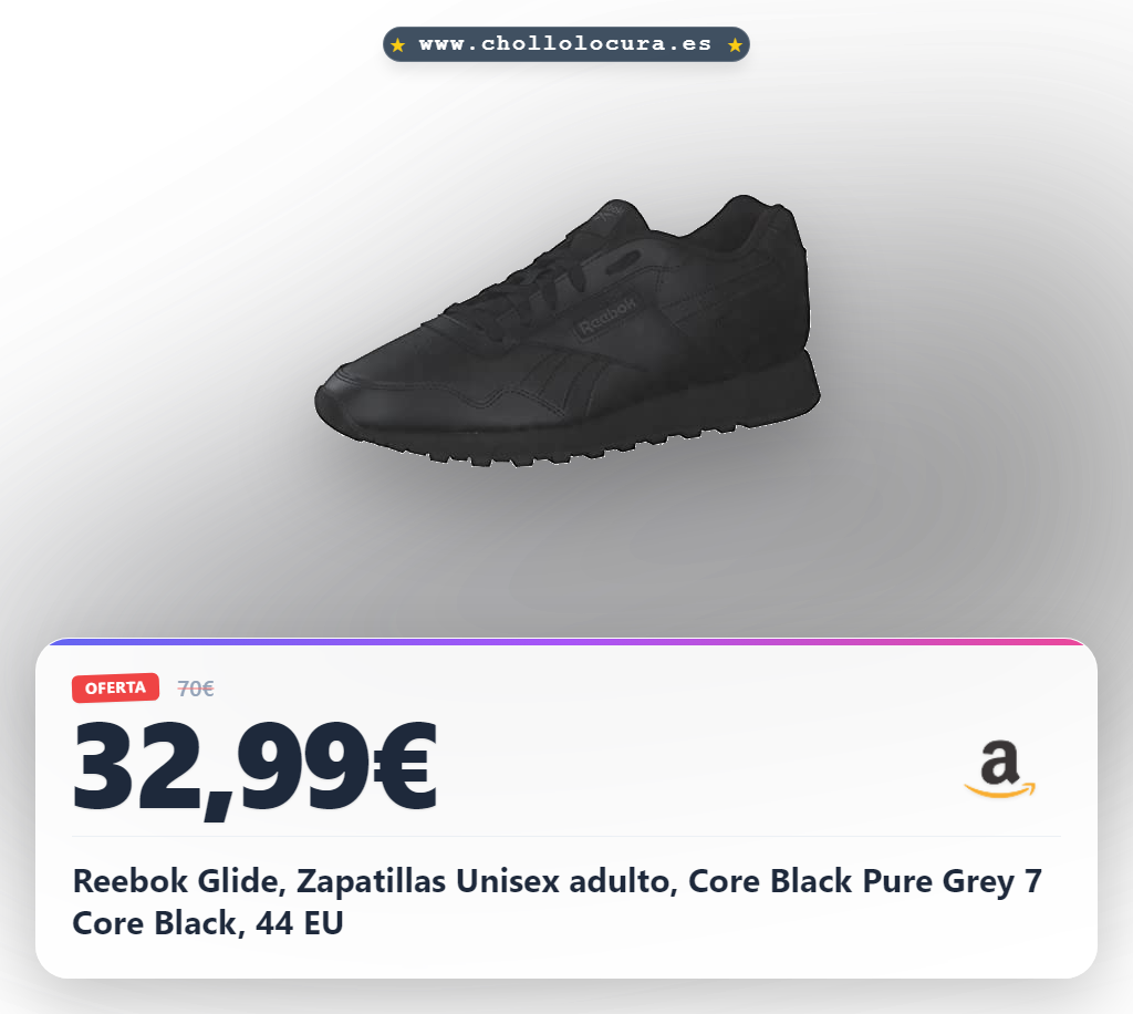 Reebok Glide, Zapatillas Unisex adulto, Core Black Pure Grey 7 Core Black, 44 EU