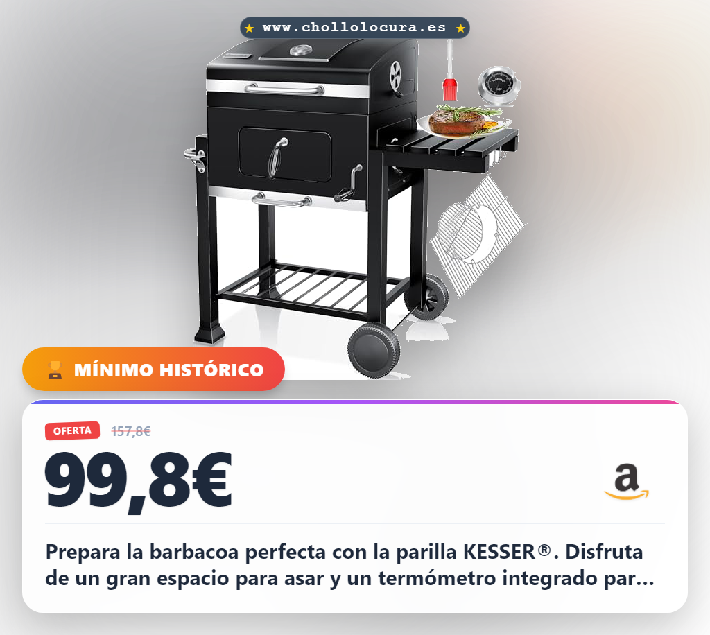 Aprovecha la parilla de carbón KESSER con termómetro integrado y ruedas para asar en tu jardín al mejor precio