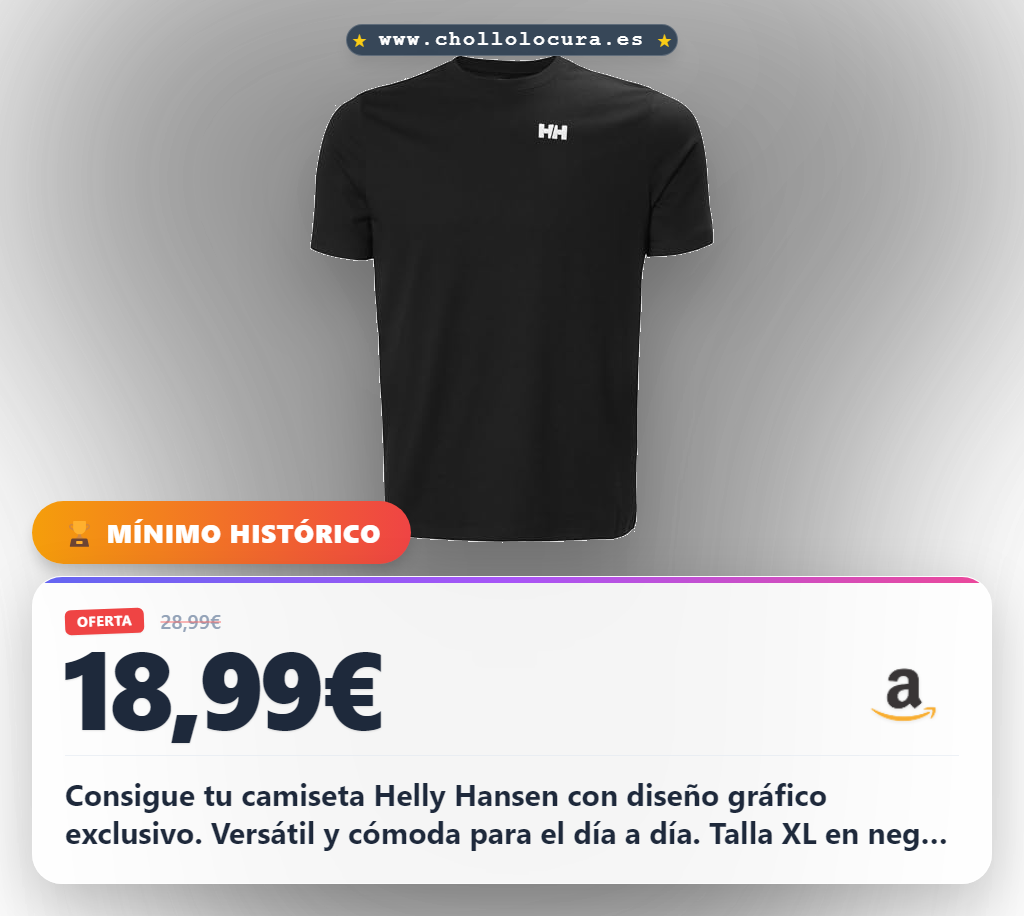 Consigue la camiseta Helly Hansen Core Graphic T 2.0 negra talla XL en oferta