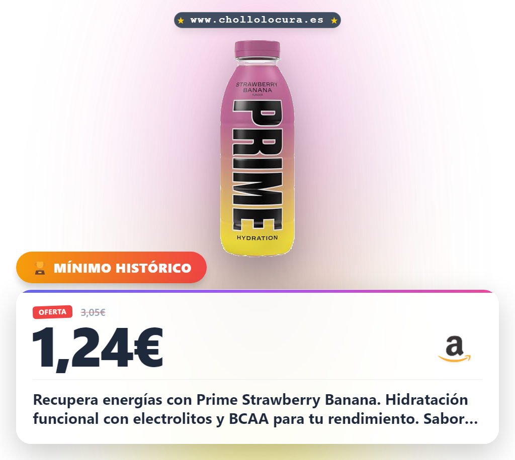 Aprovecha Prime Hydration Strawberry Banana con electrolitos y BCAA para la recuperación deportiva al mejor precio