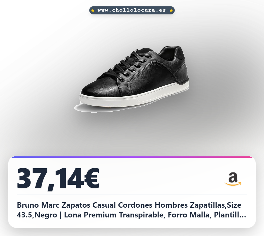 Bruno Marc Zapatos Casual Cordones Hombres Zapatillas,Size 43.5,Negro | Lona Premium Transpirable, Forro Malla, Plantilla EVA, Suela Goma Duradera, Diseño Atemporal