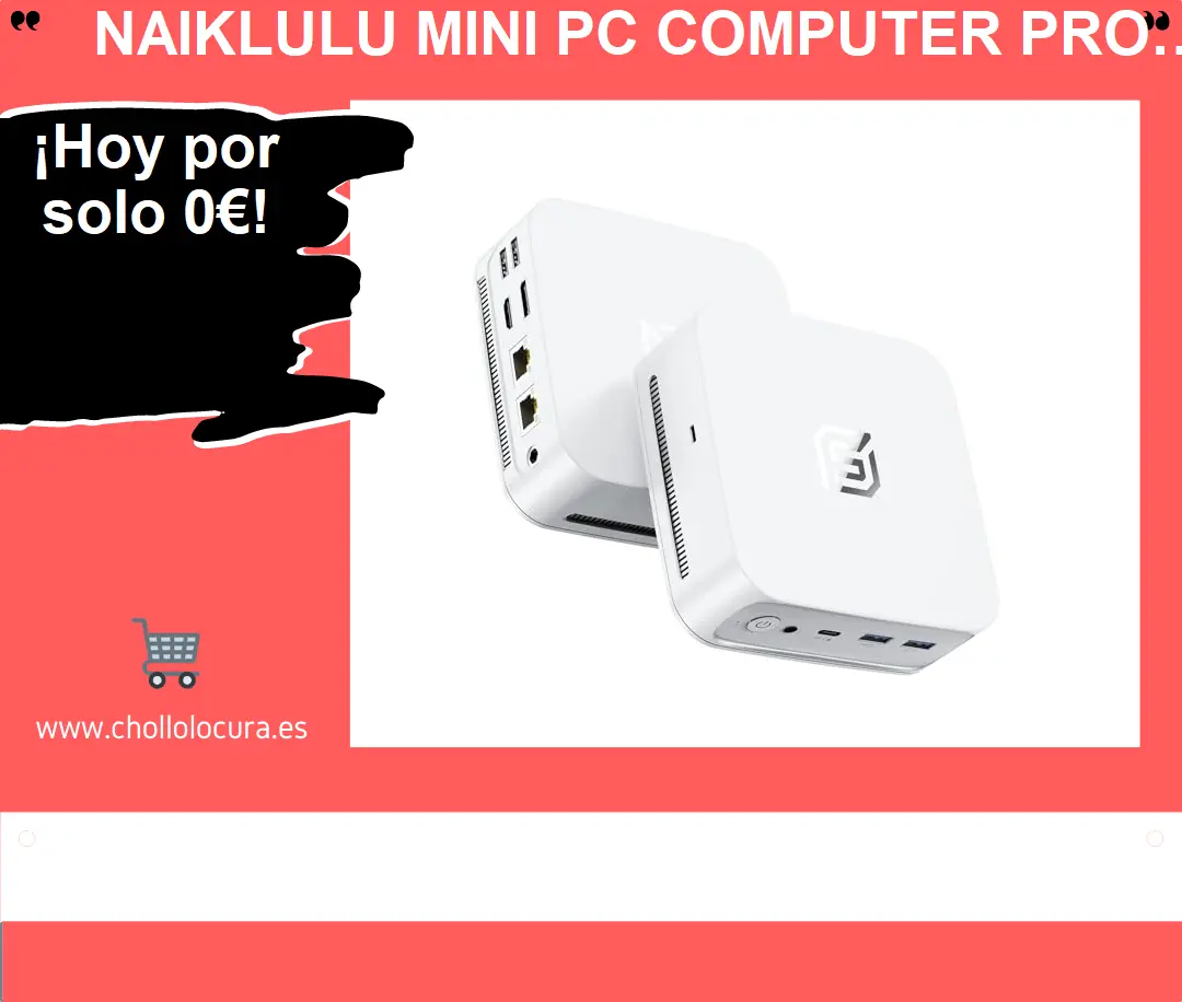 NAIKLULU Mini PC Computer Procesador N95 (1,0 a 3,4 GHz), 16GB RAM 512GB SSD Mini Ordenador PC Sobremesa 2026, Micro Desktop Soporta Pantallas 4K, Tipo-C/USB 3.2/HDMI/RJ45(Gigabit Ethernet)