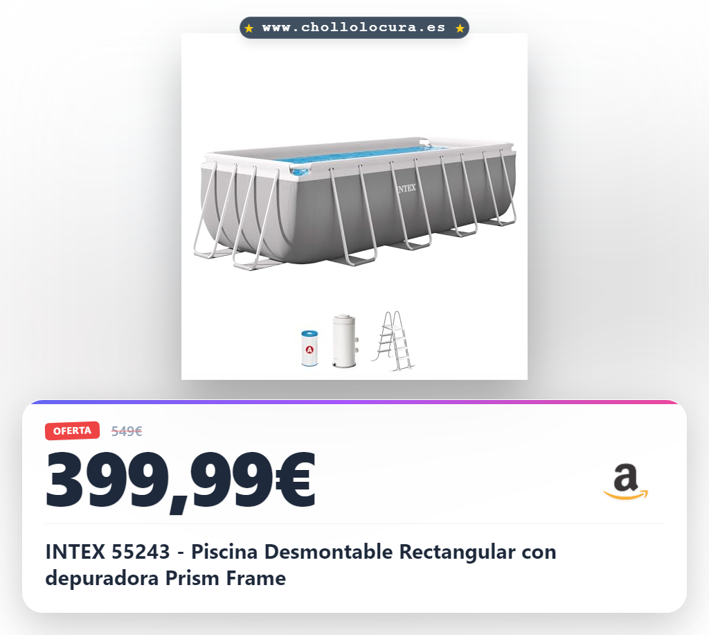 INTEX 55243 - Piscina Desmontable Rectangular con depuradora Prism Frame