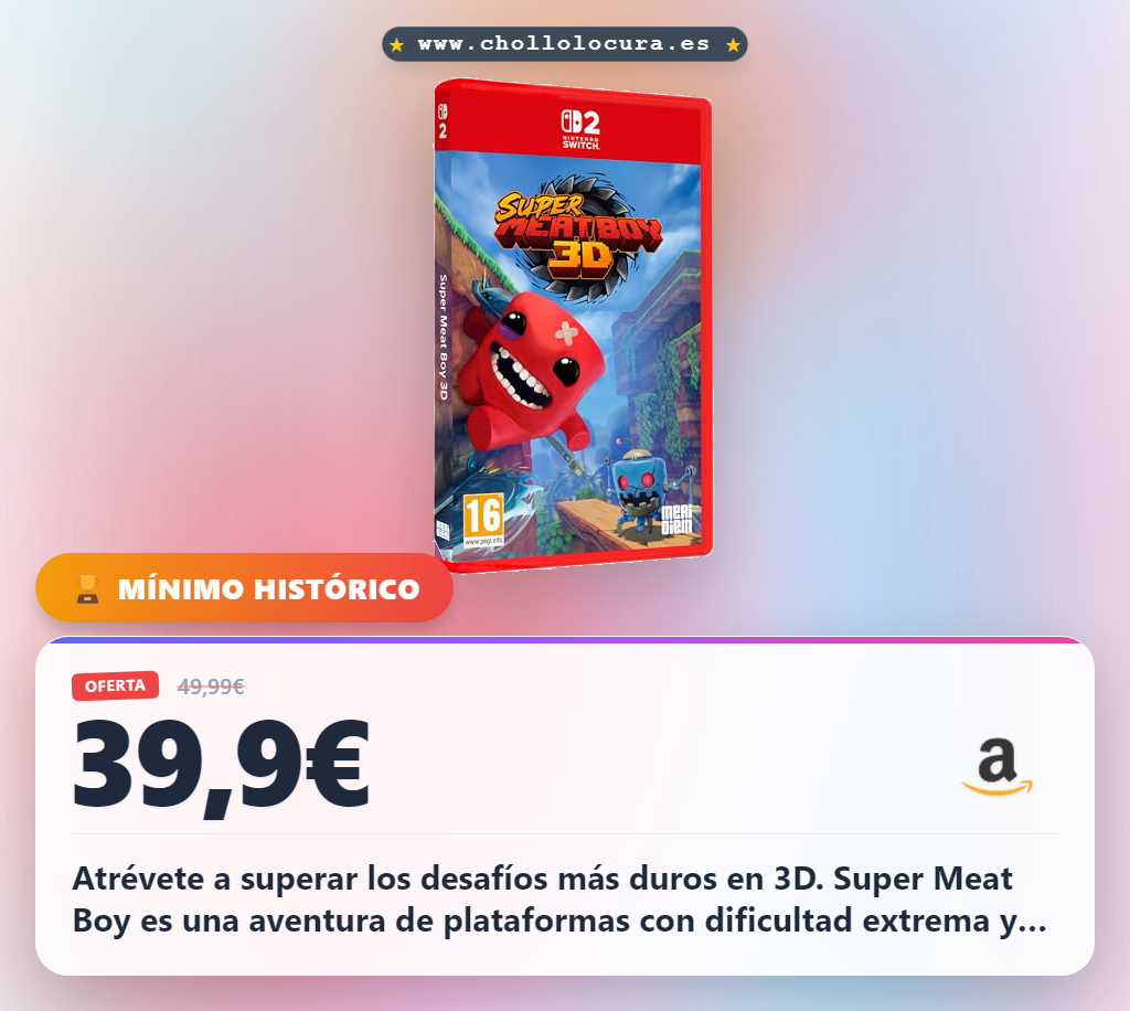Aprovecha Super Meat Boy 3D en Nintendo Switch: plataformas brutales y dificultad extrema al mejor precio