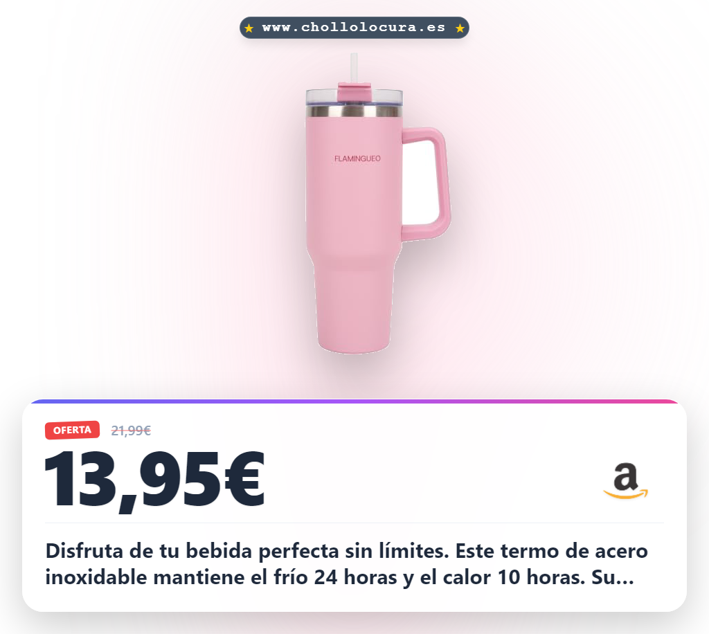 Aprovecha este termo de acero inoxidable 1,18L. Mantiene frío 24h y calor 10h. Consigue tu vaso térmico con pajita al mejor precio.