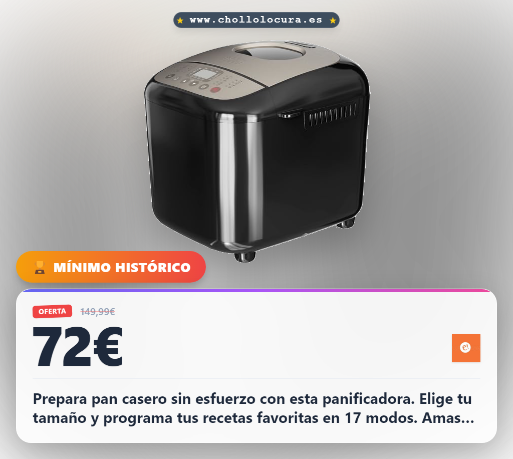 Aprovecha la panificadora Black+Decker BXBM600E con 17 programas y capacidad de 1kg al mejor precio
