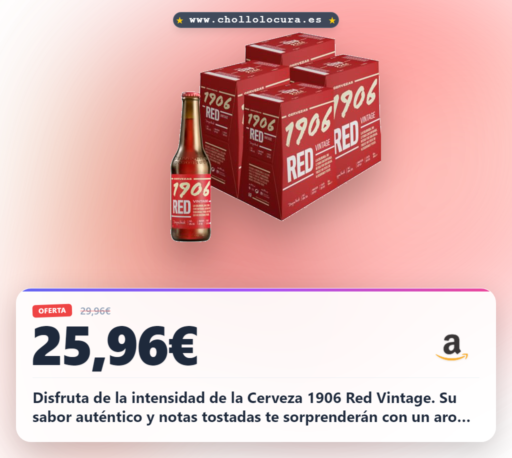 Consigue la Cerveza Lager Extra 1906 Red Vintage, premiada, con sabor amargo y dulce al mejor precio para disfrutar hoy.