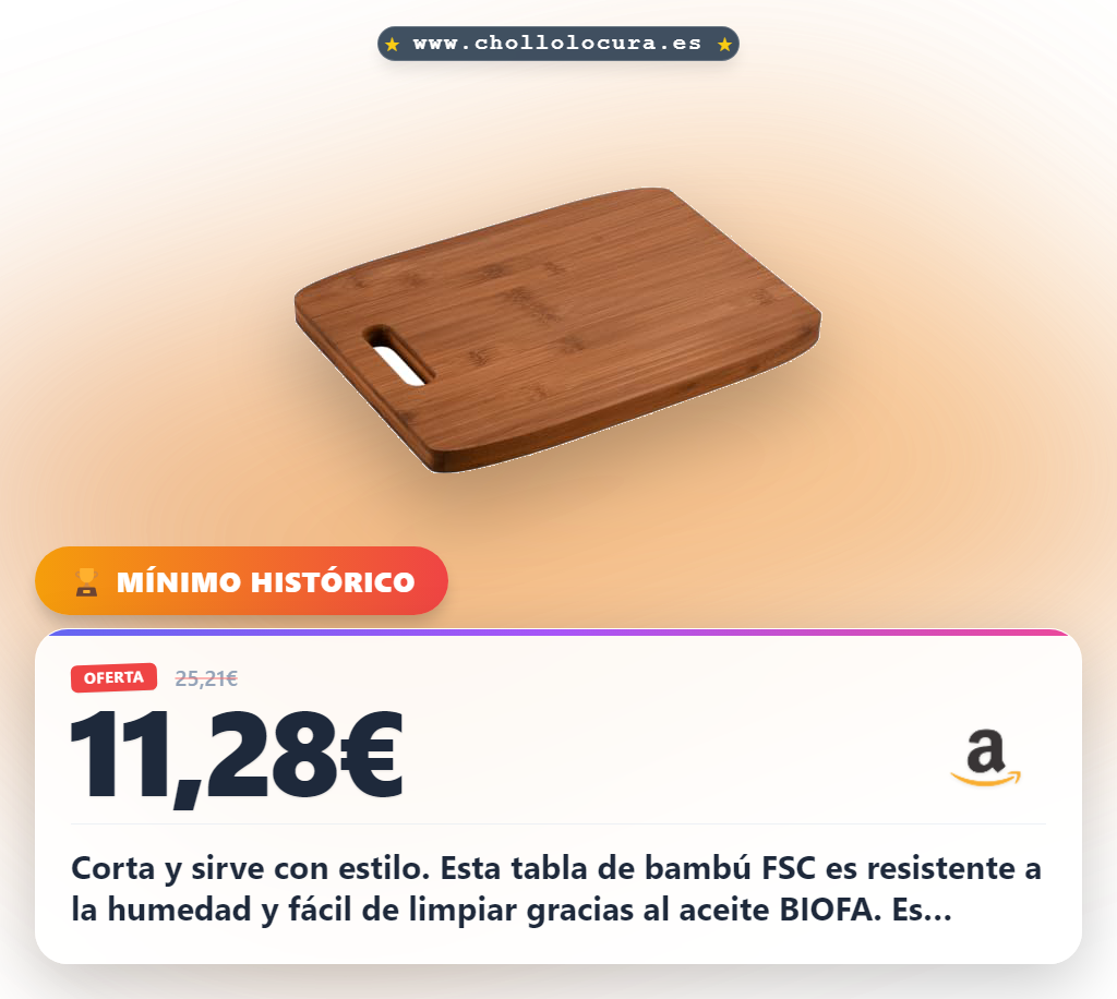 Logra disfrutar de la tabla de cortar y servir de bambú FSC con aceite BIOFA resistente a la humedad y duradera
