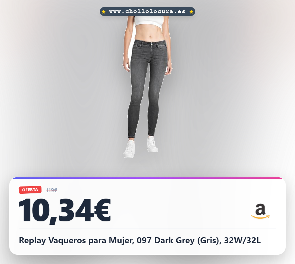 Replay Vaqueros para Mujer, 097 Dark Grey (Gris), 32W/32L