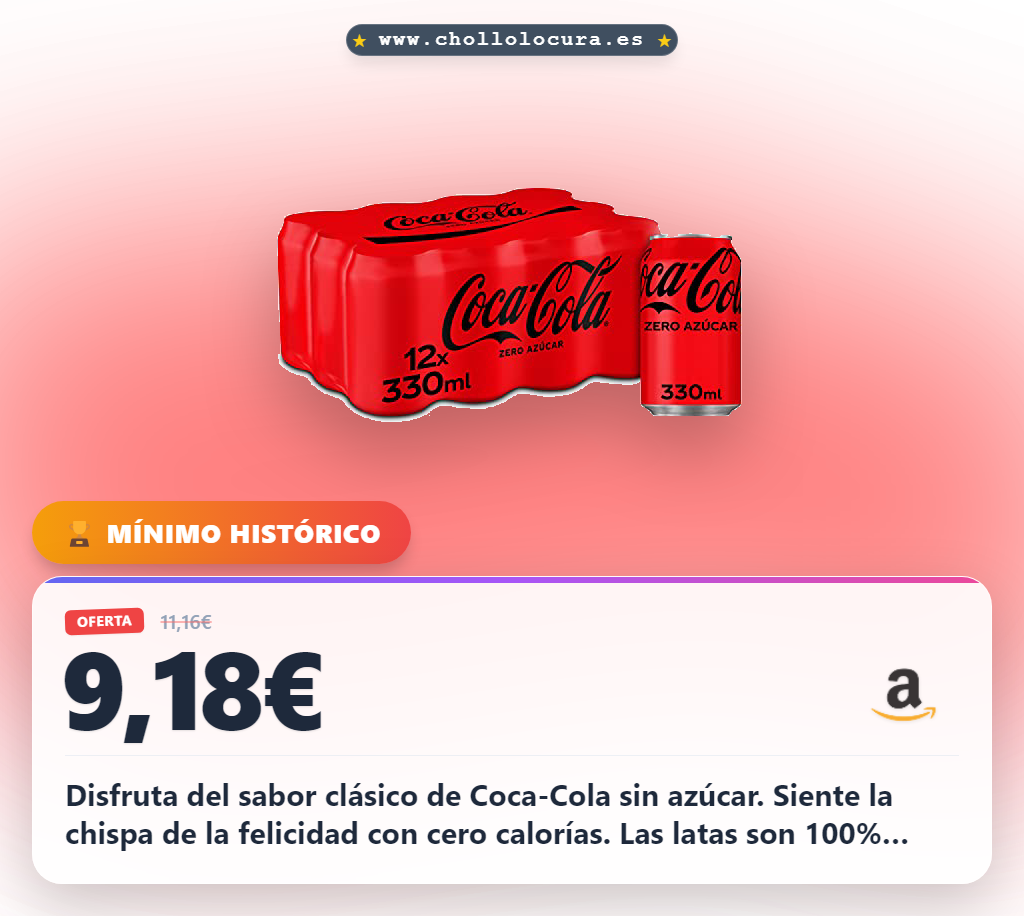 Aprovecho Coca-Cola Zero Azúcar sin calorías y sabor original en latas 100% reciclables
