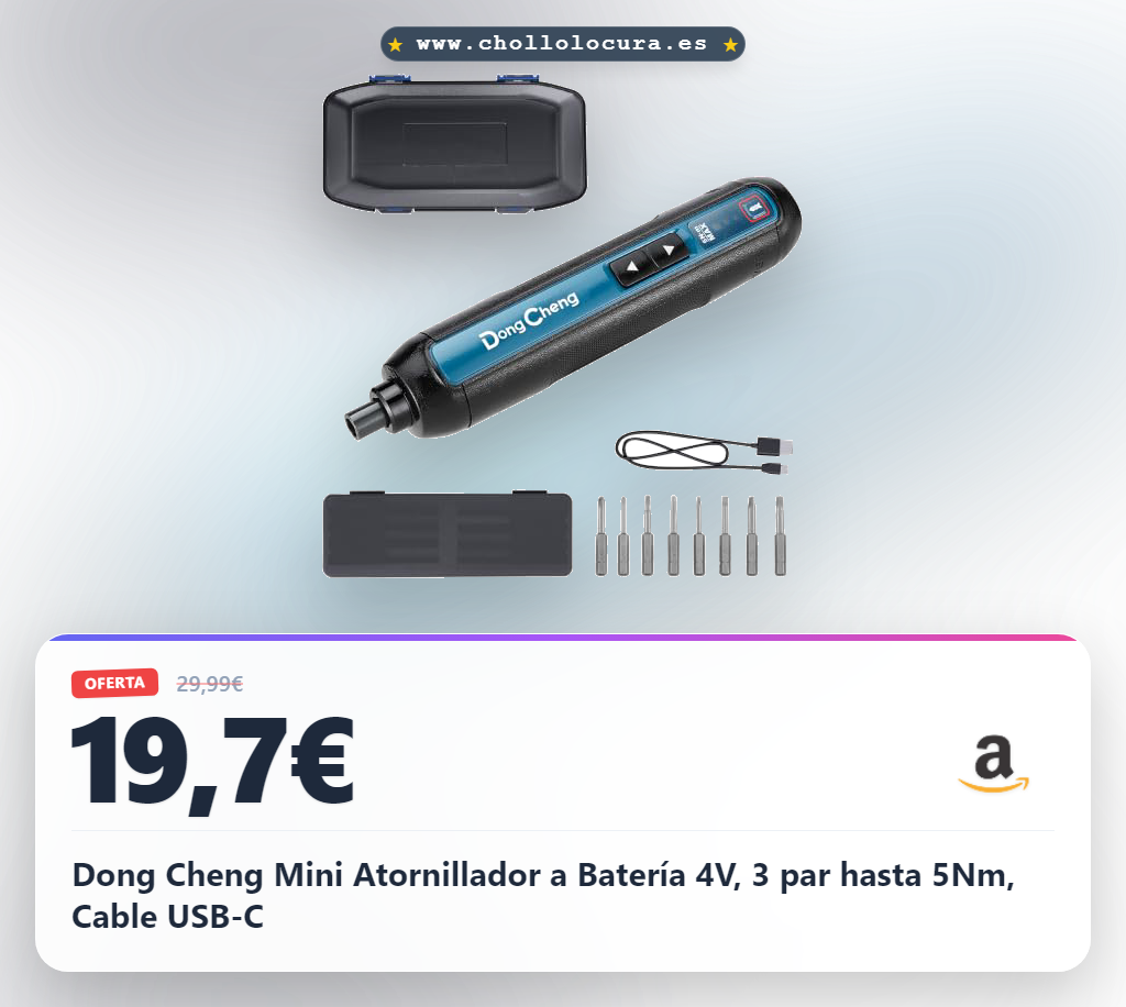 Dong Cheng Mini Atornillador a Batería 4V, 3 par hasta 5Nm, Cable USB-C