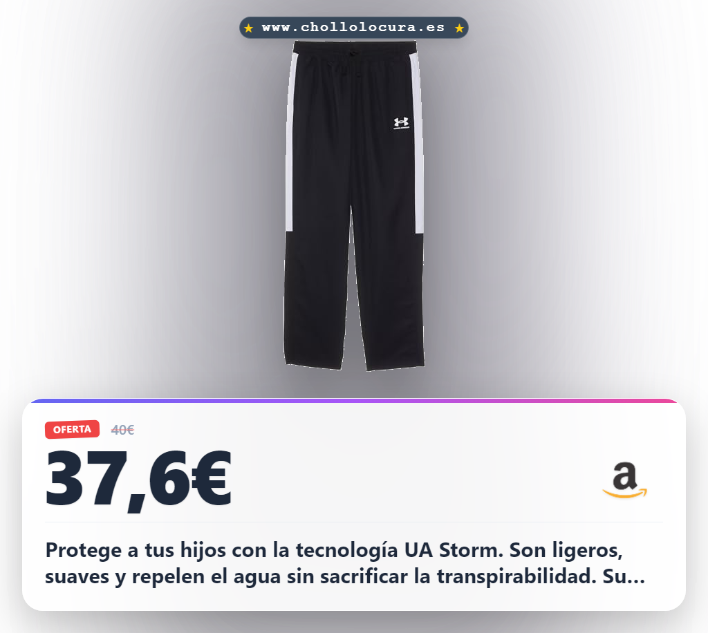 Aprovecha estos pantalones Under Armour niños con tecnología Storm impermeable y transpirable al mejor precio