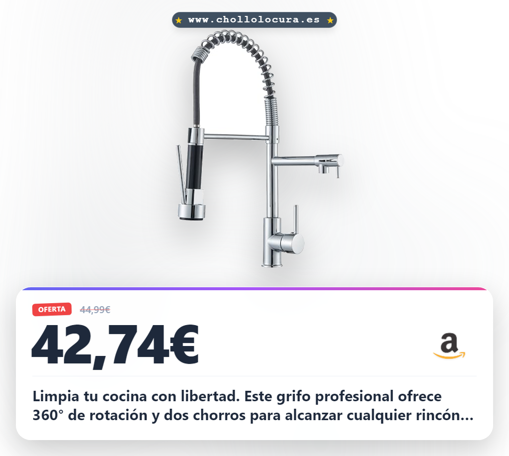 Consigue este grifo cocina profesional de 2 salidas con ducha 360° rotación al mejor precio de oferta histórica al instante y disfruta.