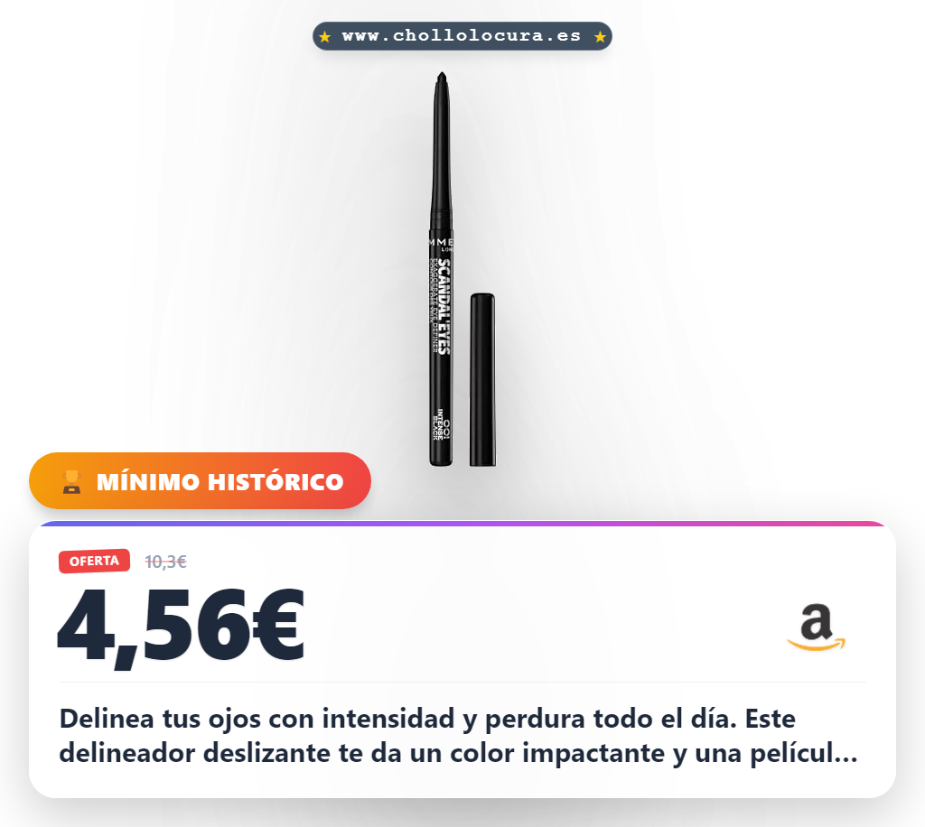 Aprovecha el delineador Rimmel London Scandal'eyes Exaggerate Eye Definer resistente al agua y duradero