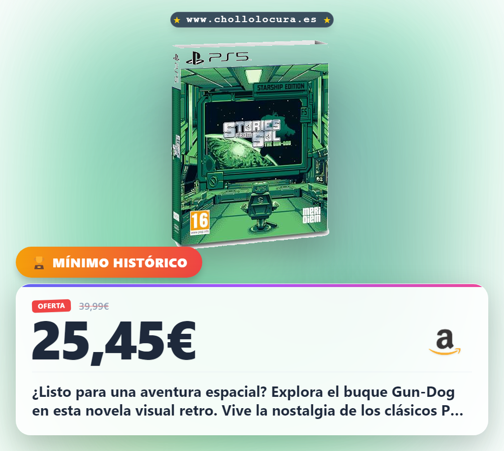 Disfruta Stories from Sol: The Gun-Dog en PS5, novela visual retro con estética PC-9800 al precio de chollo.