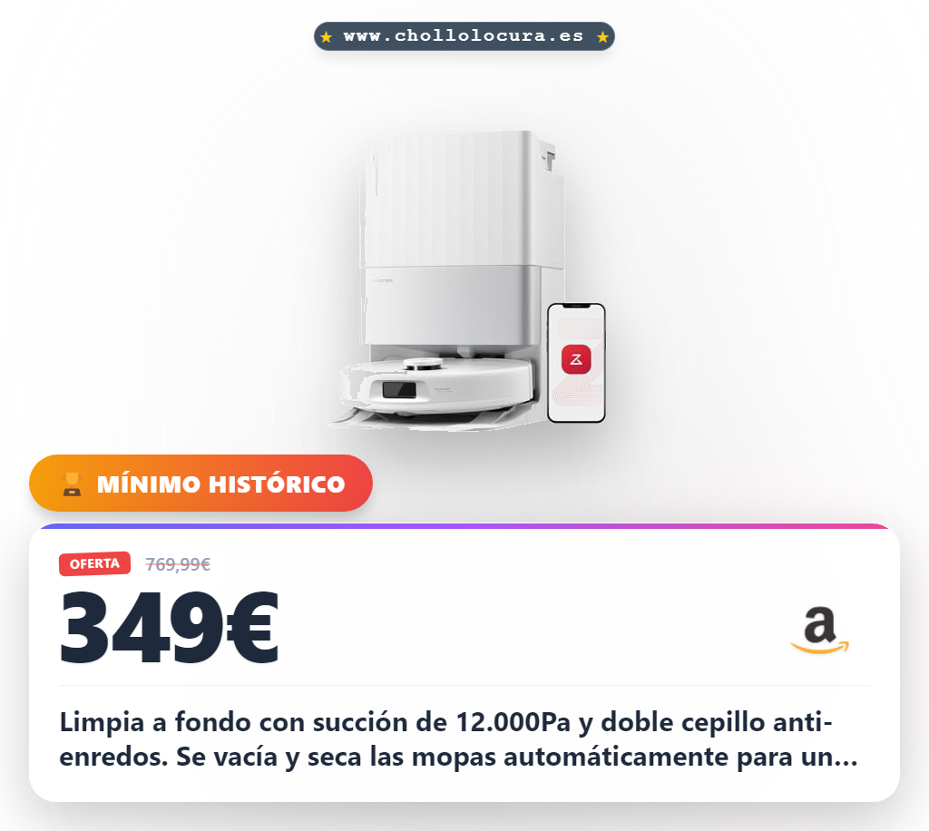 Aprovecha el robot aspirador Roborock Qrevo S5V con succión 12000Pa y navegación LiDAR en oferta