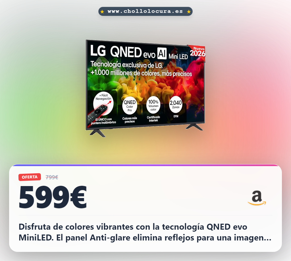 Aprovecha este Smart TV LG 65 QNED EVO 4K MiniLED con Anti-reflejos y IA al mejor precio