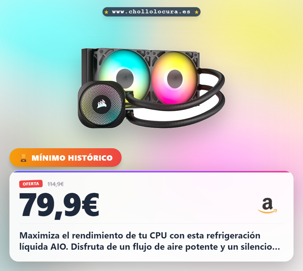 Consigue el CORSAIR Nautilus 240 RS ARGB AIO para tu CPU con ventiladores RS120 en oferta