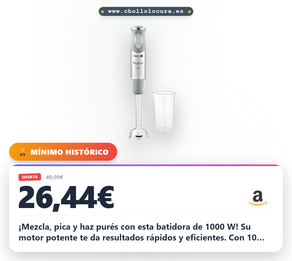 Llévate esta batidora de mano potente de 1000 W y apta para lavavajillas al mejor precio del año