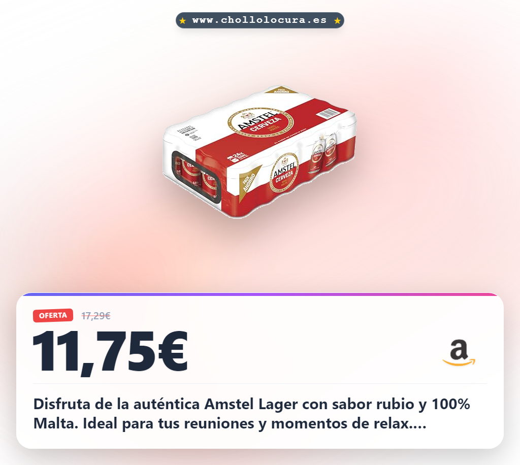Aprovecha la Cerveza Lager Amstel Pack Lata 24x33cl de Malta en oferta histórica